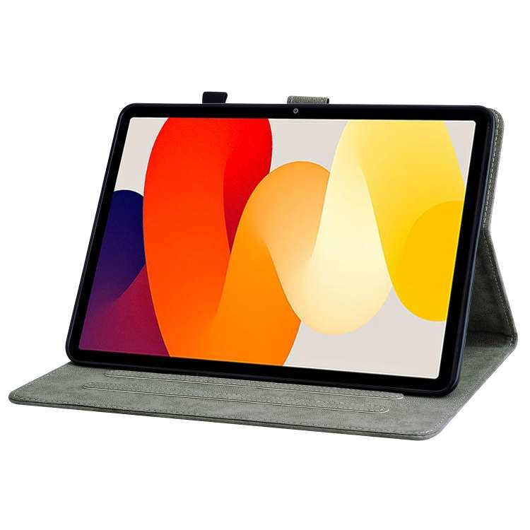 For Xiaomi Redmi Pad SE 11 inch Tiger Pattern Flip Leather Tablet Case(Grey)