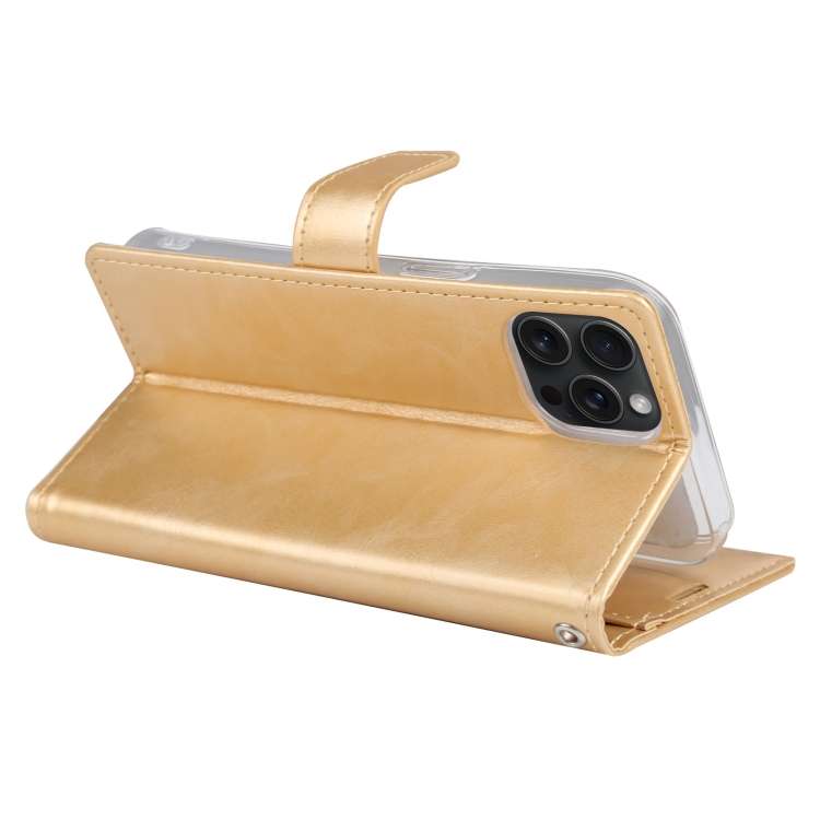For iPhone 15 Pro Max GOOSPERY BLUE MOON Crazy Horse Texture Leather Phone Case(Gold)
