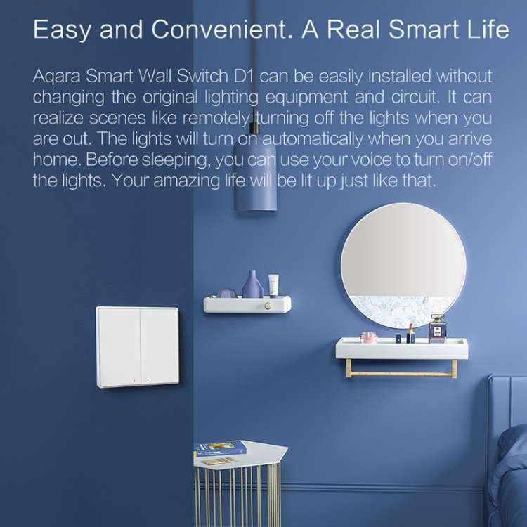 Original Xiaomi Youpin Aqara Smart Wall Switch D1, Single FireWire Double Button Version