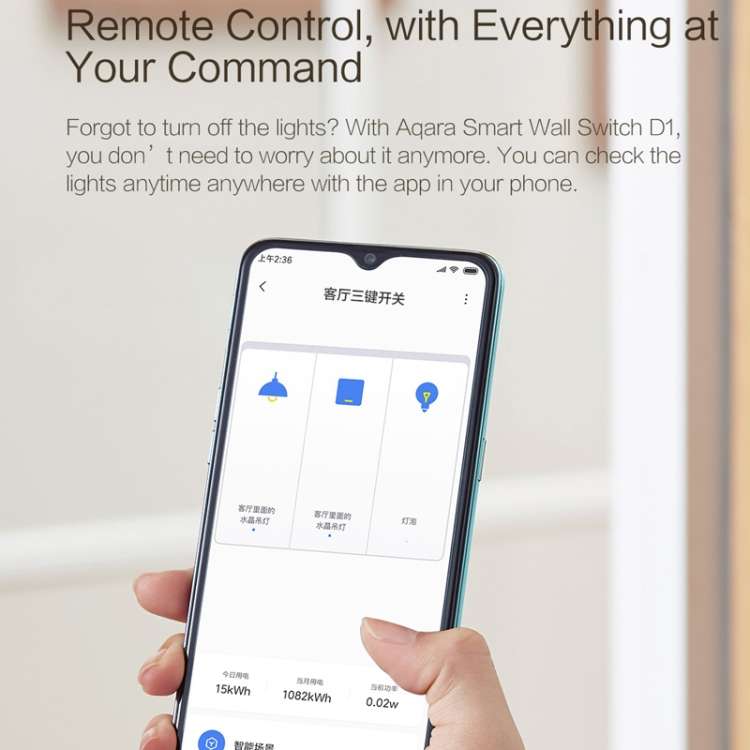 Original Xiaomi Youpin Aqara Smart Wall Switch D1, Single FireWire Double Button Version