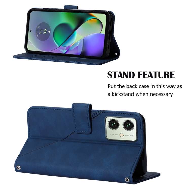 For Motorola Moto G54 Crossbody 3D Embossed Flip Leather Phone Case(Blue)