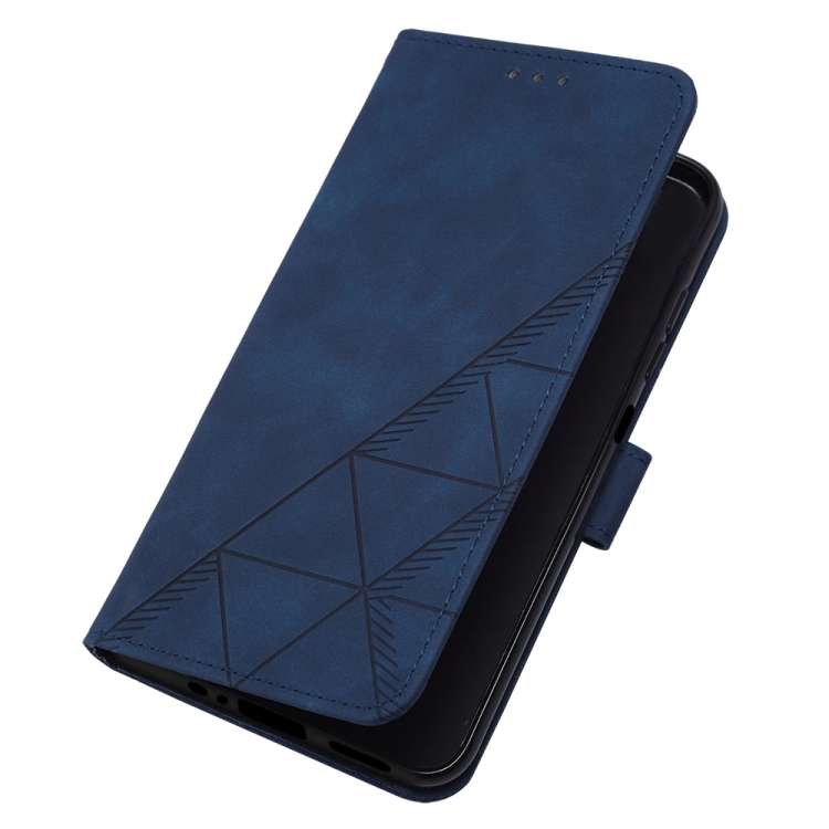 For Motorola Moto G54 Crossbody 3D Embossed Flip Leather Phone Case(Blue)