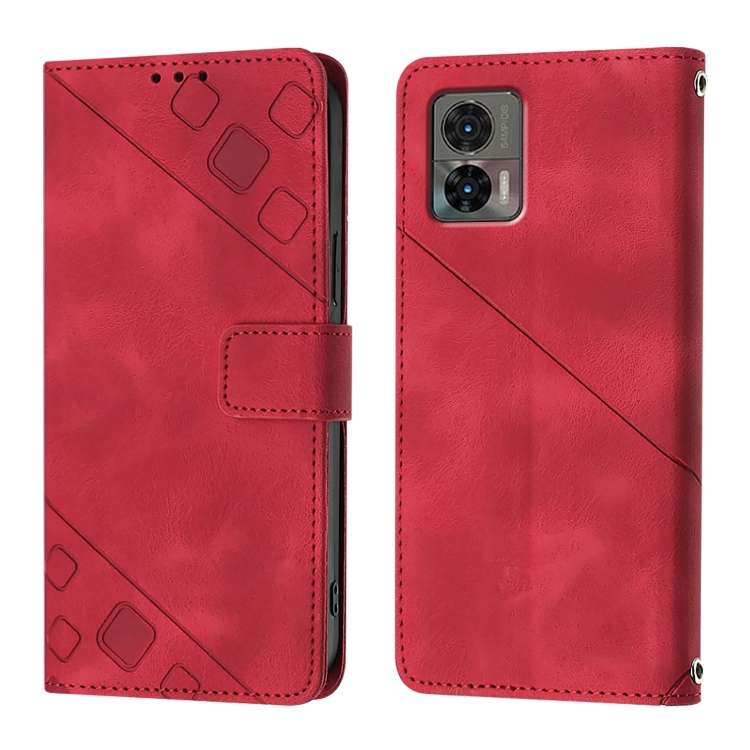 For Motorola Edge 30 Neo Skin Feel Embossed Leather Phone Case(Red)