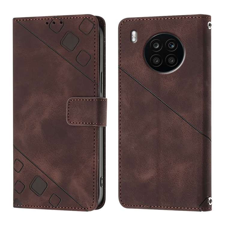 For Huawei Nova 8i Skin Feel Embossed Leather Phone Case(Brown)