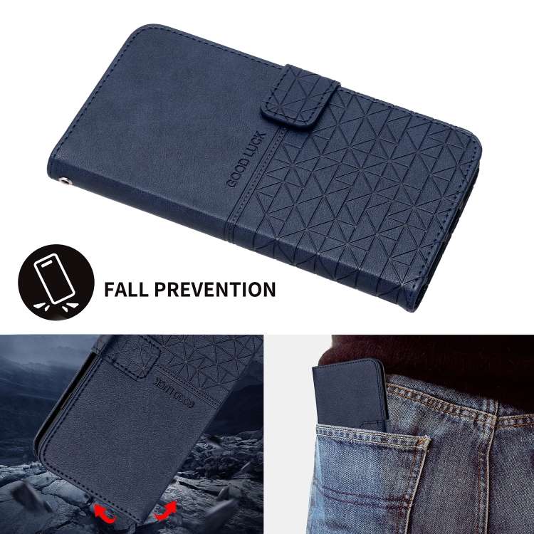 For Xiaomi Redmi Note 10 4G Rhombic Texture Leather Phone Case with Lanyard(Blue)