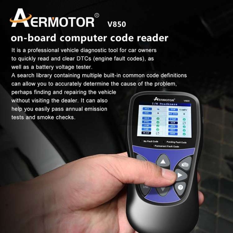 AERMOTOR V850 Car OBD2 Code Reader Diagnostic Scan Tool(Black)