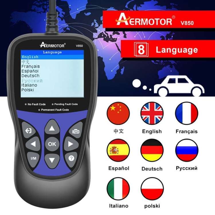 AERMOTOR V850 Car OBD2 Code Reader Diagnostic Scan Tool(Black)