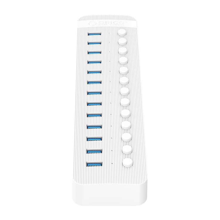 ORICO CT2U3-13AB Plastic Stripes 13 Ports USB 3.0 HUB with Individual Switches, Plug:EU Plug(White)