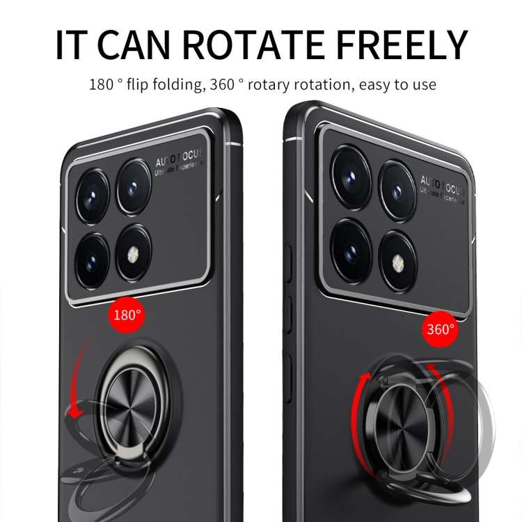 For Xiaomi Redmi K70 / K70 Pro Metal Ring Holder TPU Phone Case(Black+Gold)