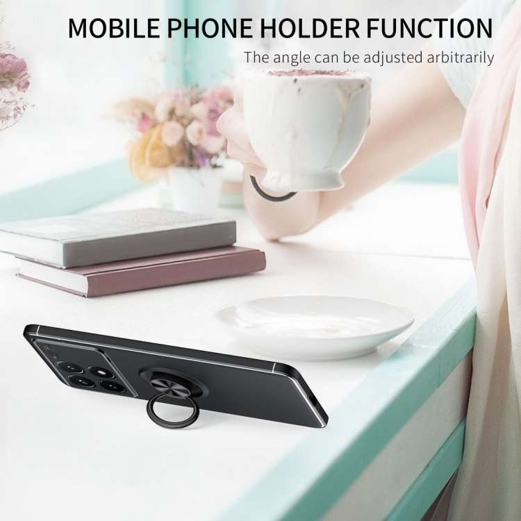 For Xiaomi Redmi K70 / K70 Pro Metal Ring Holder TPU Phone Case(Black+Gold)
