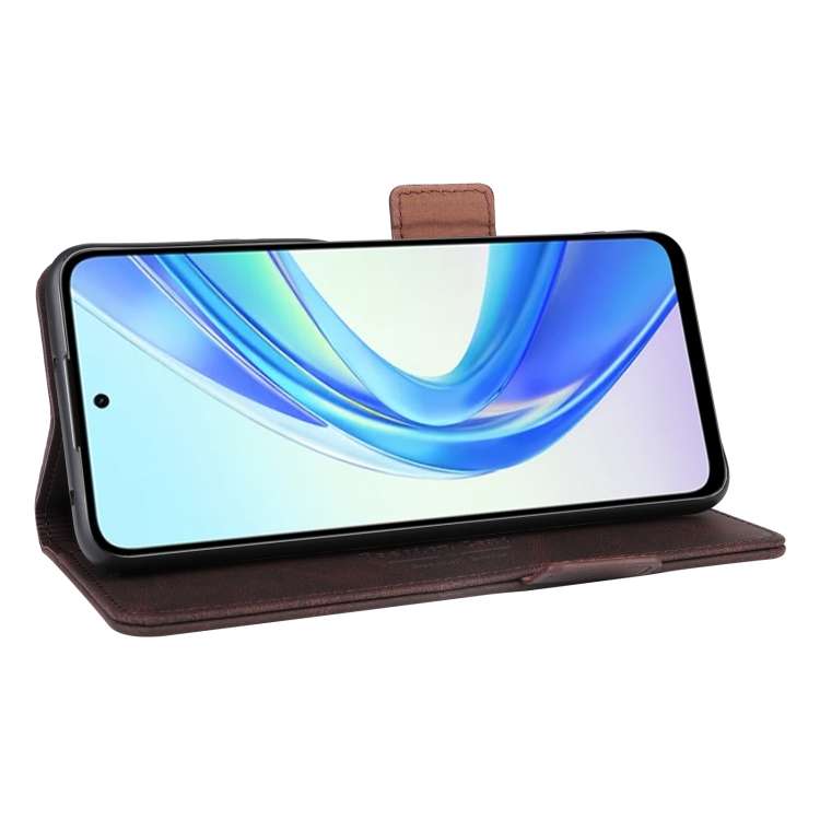For Honor X7b Magnetic Clasp Flip Leather Phone Case(Brown)
