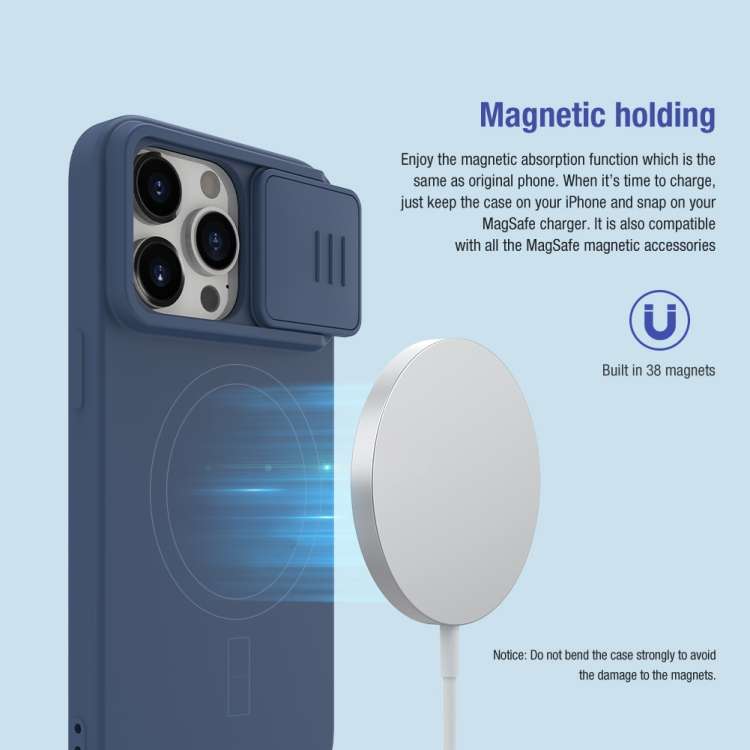 For iPhone 15 Pro Max NILLKIN CamShield MagSafe Liquid Silicone Phone Case(Sky Blue)