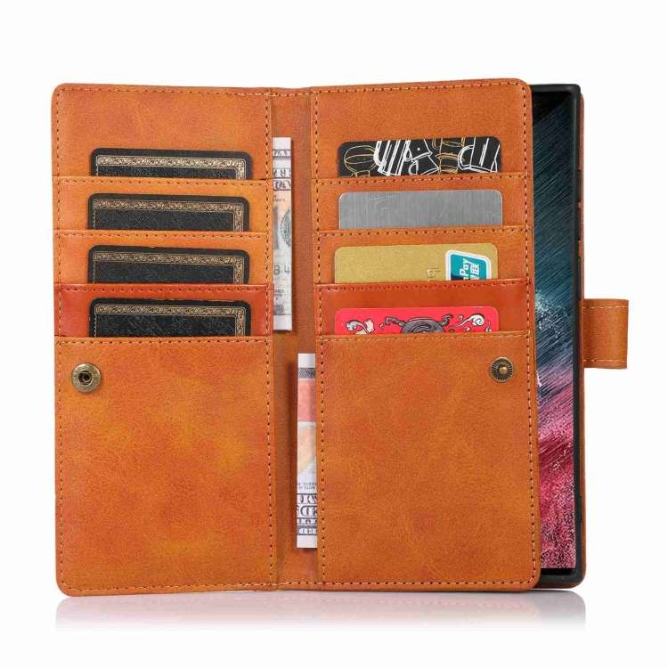 For Samsung Galaxy S21 Ultra 5G Wristband Card Slot Leather Phone Case(Brown)