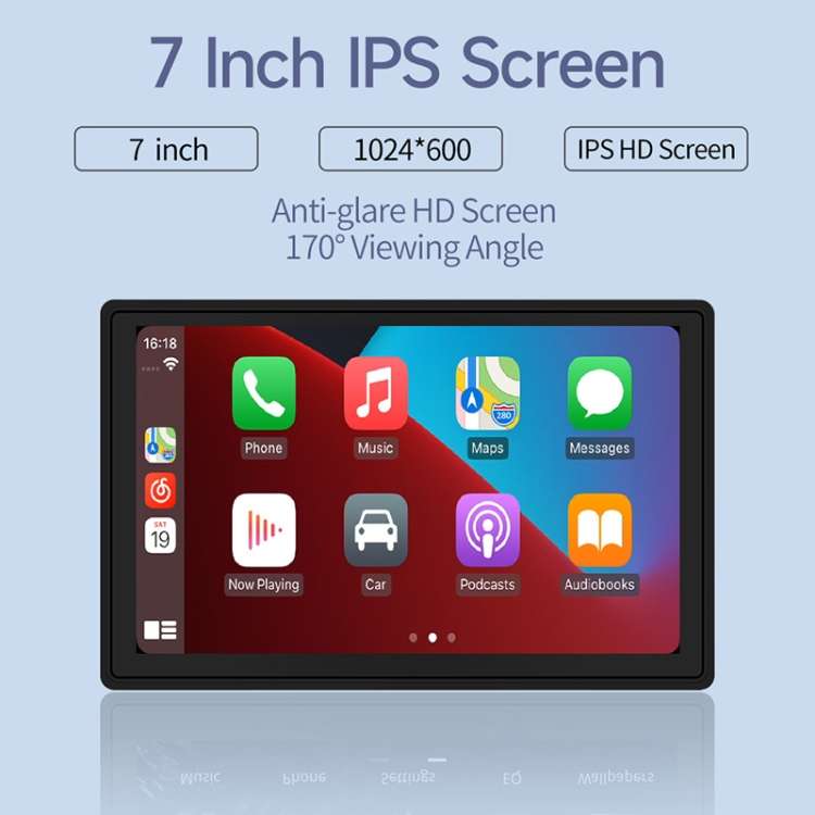 X70-1 Car 7 inch IPS Portable Smart Screen Wireless Screen Projection Carplay Android Auto(Black)