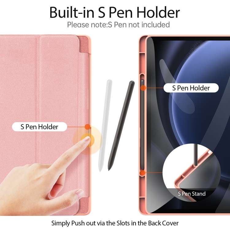 For Samsung Galaxy Tab S9 FE+ DUX DUCIS Domo Series Magnetic Flip Leather Tablet Case(Pink)