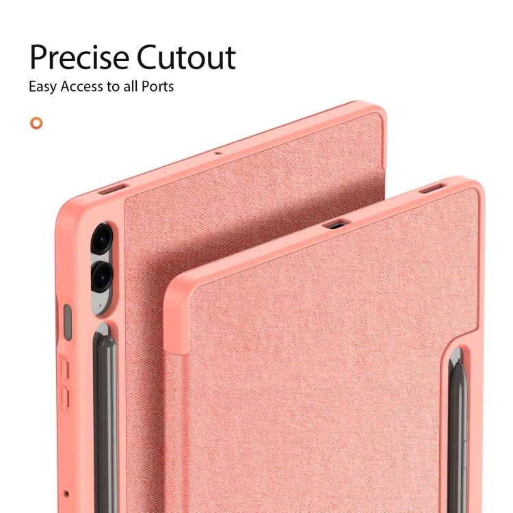 For Samsung Galaxy Tab S9 FE+ DUX DUCIS Domo Series Magnetic Flip Leather Tablet Case(Pink)