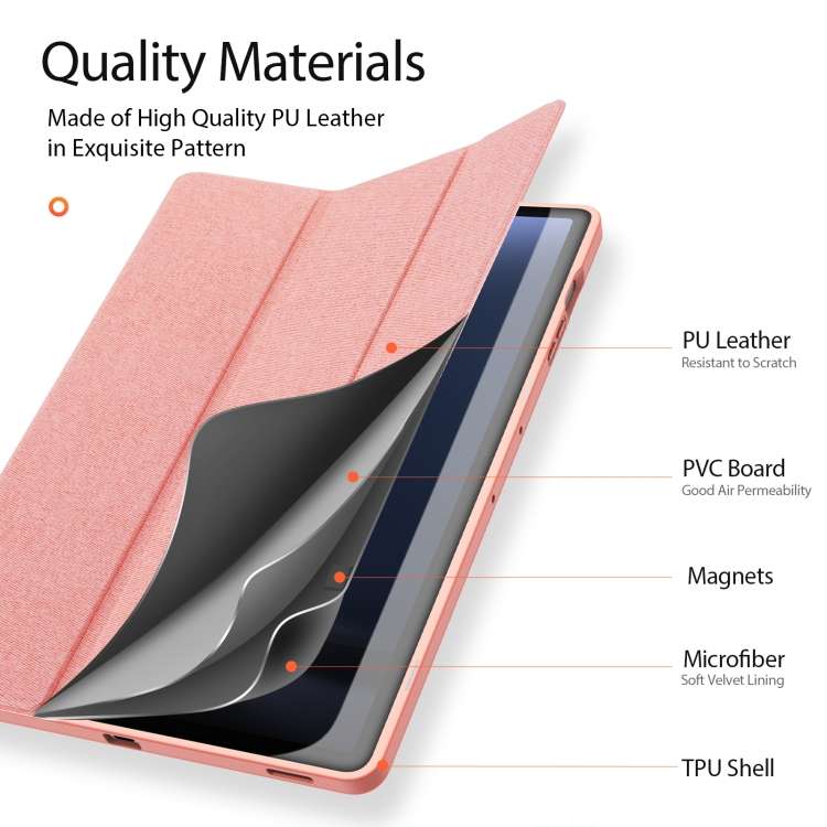 For Samsung Galaxy Tab S9 FE+ DUX DUCIS Domo Series Magnetic Flip Leather Tablet Case(Pink)
