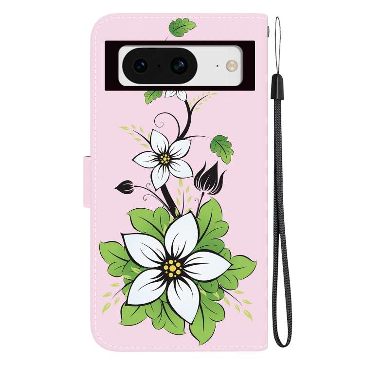For Google Pixel 8 Crystal Texture Colored Drawing Leather Phone Case(Lily)