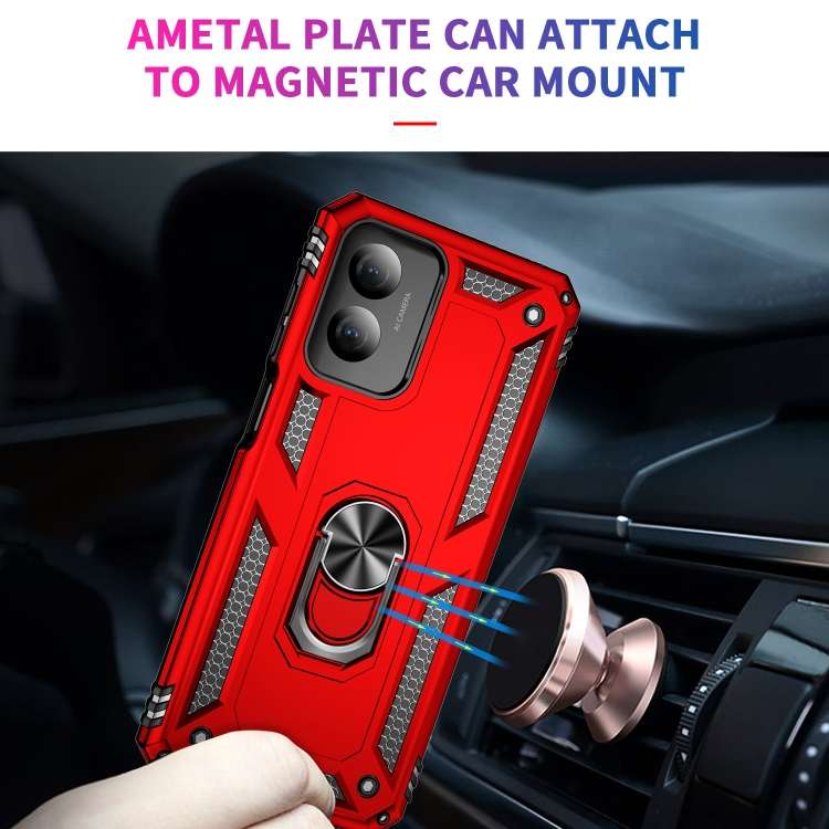 For Motorola Moto G Play 4G 2024 Shockproof TPU + PC Phone Case with Holder(Red)
