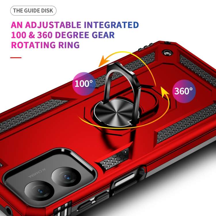 For Motorola Moto G Play 4G 2024 Shockproof TPU + PC Phone Case with Holder(Red)