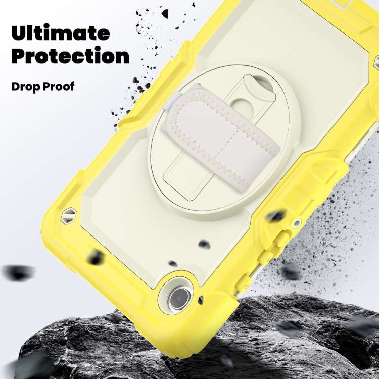 For Samsung Galaxy Tab A9 Silicone + PC Tablet Case with Shoulder Strap(Yellow)