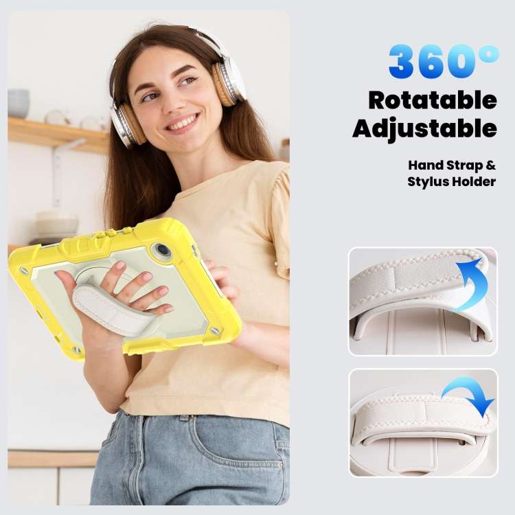 For Samsung Galaxy Tab A9 Silicone + PC Tablet Case with Shoulder Strap(Yellow)