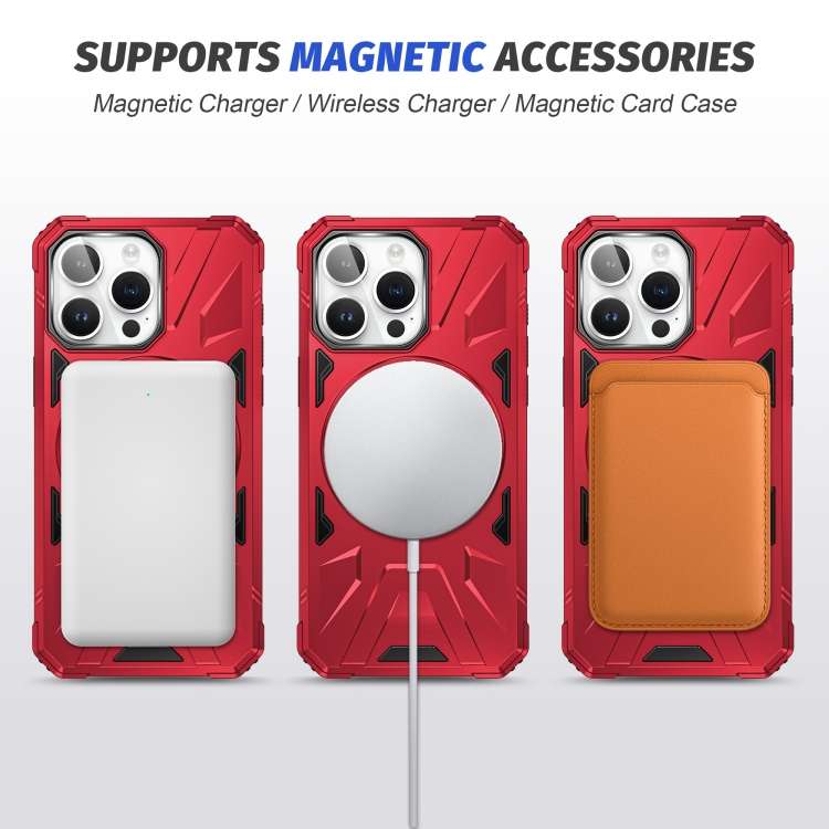 For iPhone 15 Pro MagSafe Magnetic Shockproof Phone Case with Ring Holder(Red)