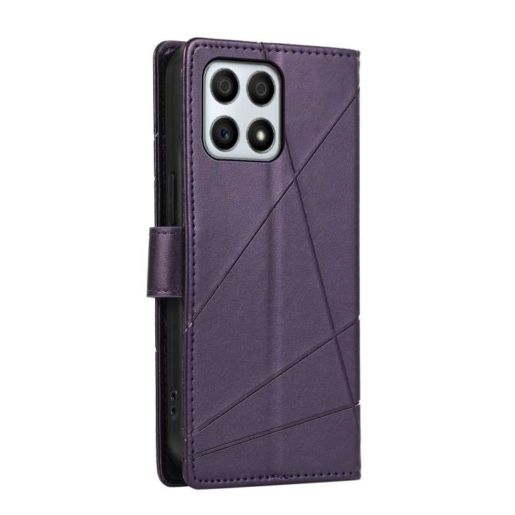 For Honor X30i PU Genuine Leather Texture Embossed Line Phone Case(Purple)