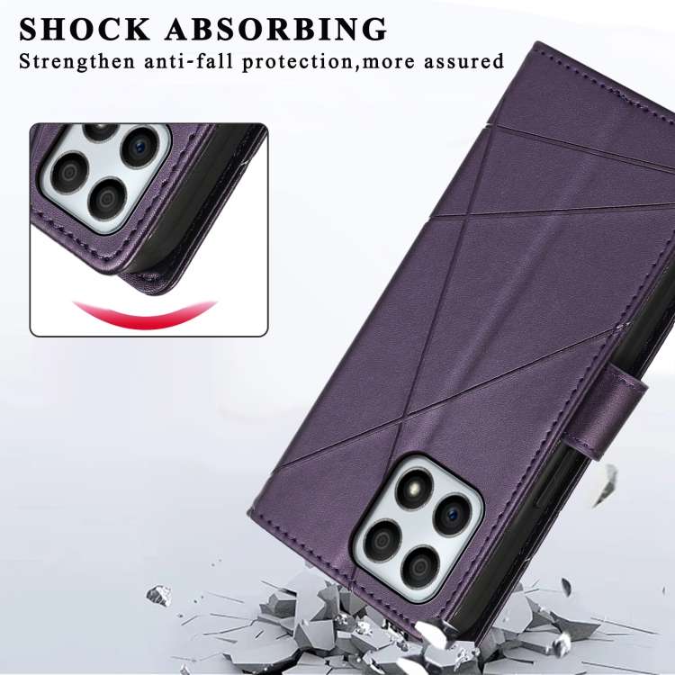 For Honor X30i PU Genuine Leather Texture Embossed Line Phone Case(Purple)