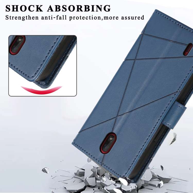For Nokia C1 PU Genuine Leather Texture Embossed Line Phone Case(Blue)