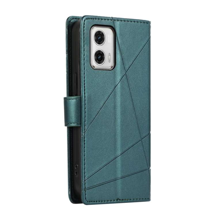For Motorola Moto G73 PU Genuine Leather Texture Embossed Line Phone Case(Green)