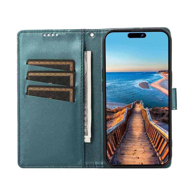 For Motorola Moto G73 PU Genuine Leather Texture Embossed Line Phone Case(Green)