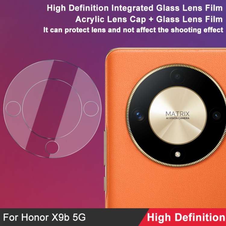 For Honor X9b 5G imak Integrated Rear Camera Lens Tempered Glass Film with Lens Cap