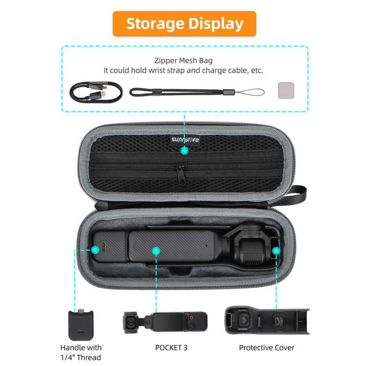 For DJI Osmo Pocket 3 Sunnylife Storage Case Box Standard Set Bag