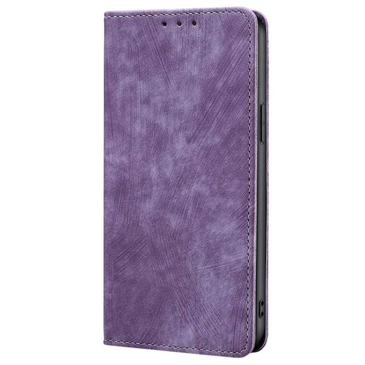 For Motorola Moto G54 5G EU Edition RFID Anti-theft Brush Magnetic Leather Phone Case(Purple)