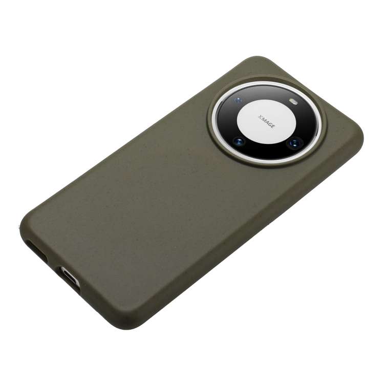 For Huawei Mate 60 Pro Wheat MagSafe Magnetic Straw Material + TPU Phone Case(Army Green)