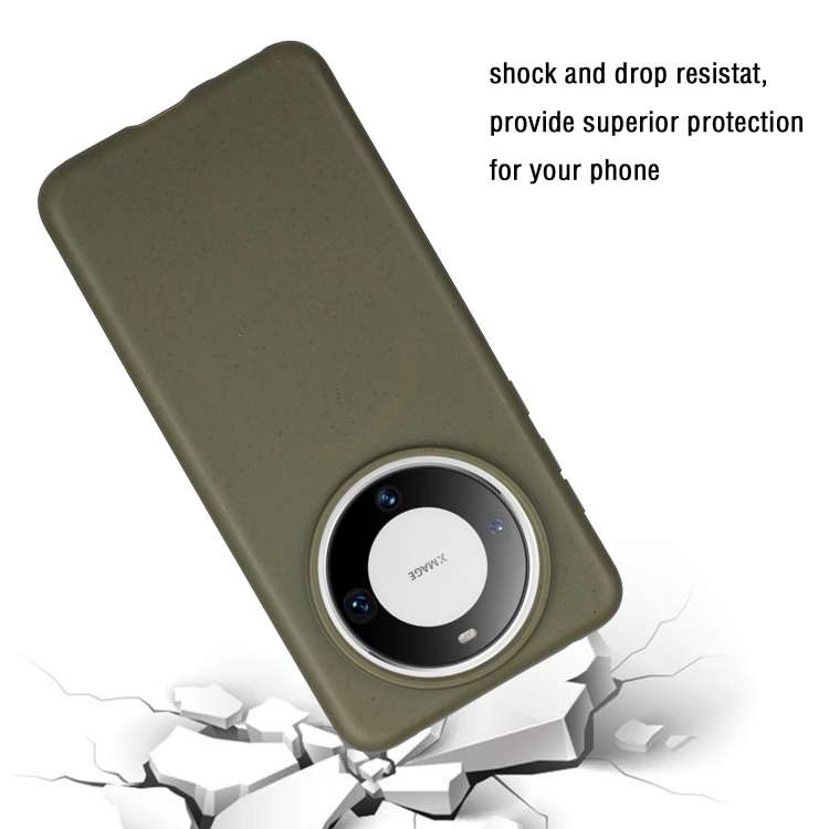 For Huawei Mate 60 Pro Wheat MagSafe Magnetic Straw Material + TPU Phone Case(Army Green)