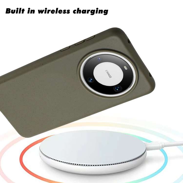 For Huawei Mate 60 Pro Wheat MagSafe Magnetic Straw Material + TPU Phone Case(Army Green)
