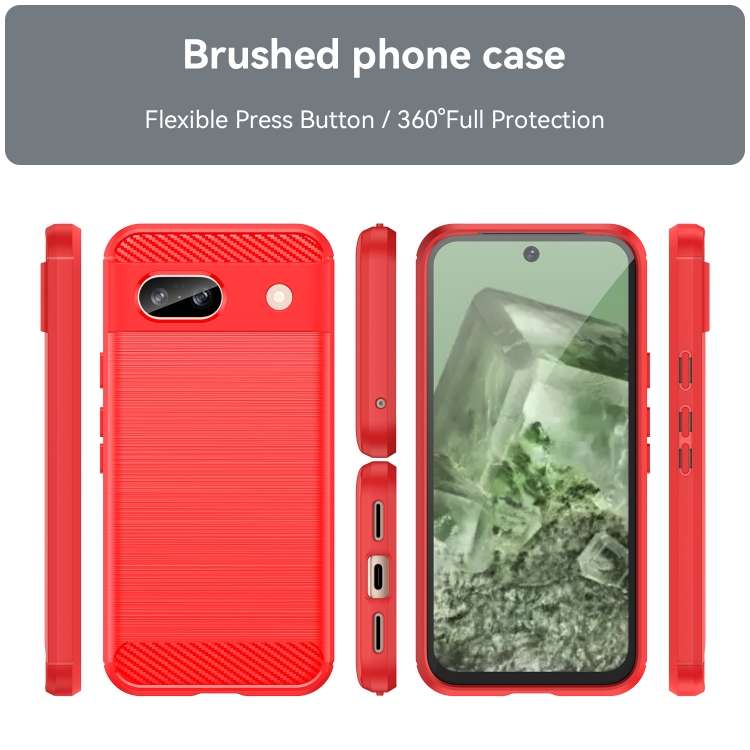 For Google Pixel 8a Carbon Fiber Brushed Texture TPU Phone Case(Red)