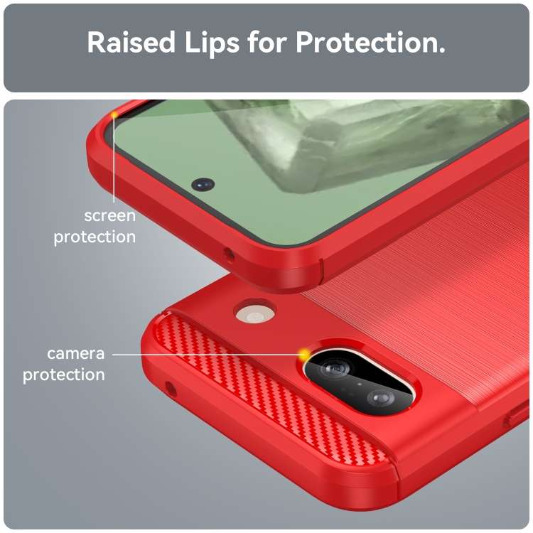For Google Pixel 8a Carbon Fiber Brushed Texture TPU Phone Case(Red)