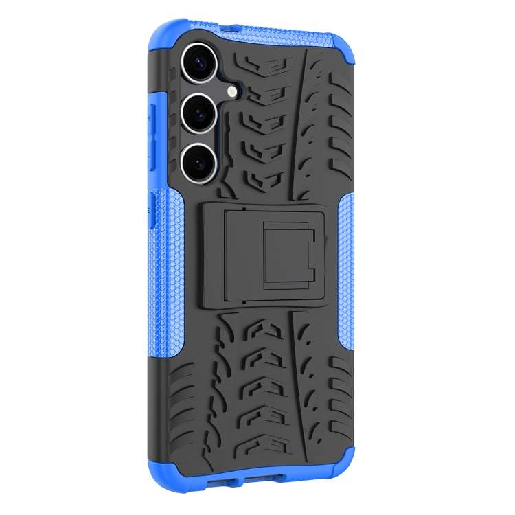 For Samsung Galaxy S24+ Tire Texture TPU + PC Phone Case with Holder(Blue)