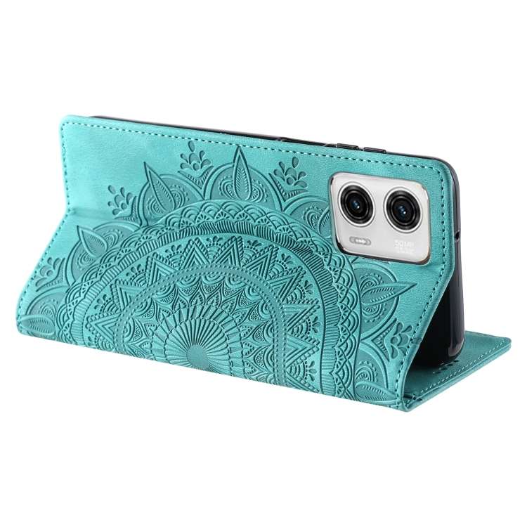 For Motorola Moto G73 Totem Embossed Magnetic Leather Phone Case(Green)