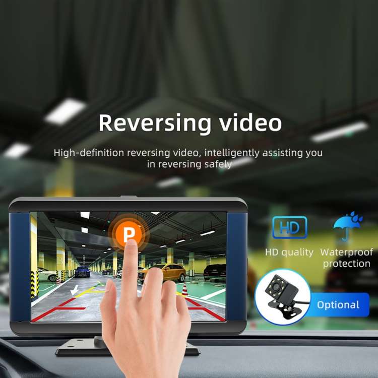 B300R 7 inch Portable Car MP5 Player Built-in Driving Recorder Support CarPlay / Android Auto(Black)