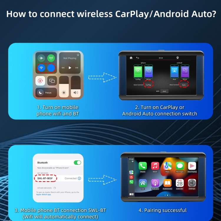 B300R 7 inch Portable Car MP5 Player Built-in Driving Recorder Support CarPlay / Android Auto(Black)
