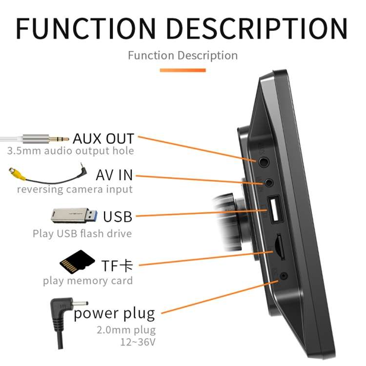 B5305 9 inch Portable Car MP5 Player Support CarPlay / Android Auto(Black)