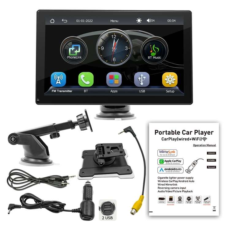 B5305 9 inch Portable Car MP5 Player Support CarPlay / Android Auto(Black)