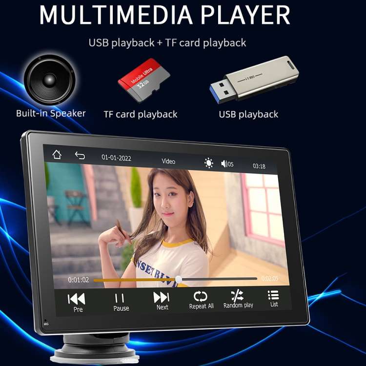 B5305 9 inch Portable Car MP5 Player Support CarPlay / Android Auto(Black)