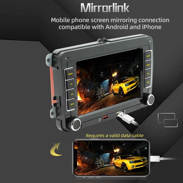 F9070 For Volkswagen 7 inch Portable Car MP5 Player Support CarPlay / Android Auto(Black)