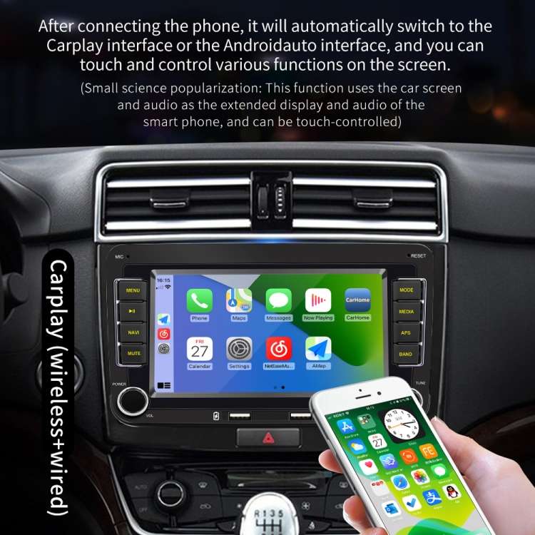S9070 For Volkswagen 7 inch Portable Car MP5 Player Support CarPlay / Android Auto, Specification:1G