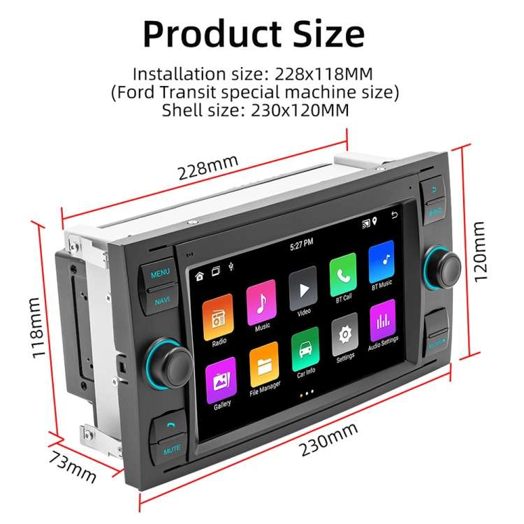 For Ford Transit 7 inch Android Navigation Machine Supports WiFi / GPS / RDS, Specification:1GB+16GB